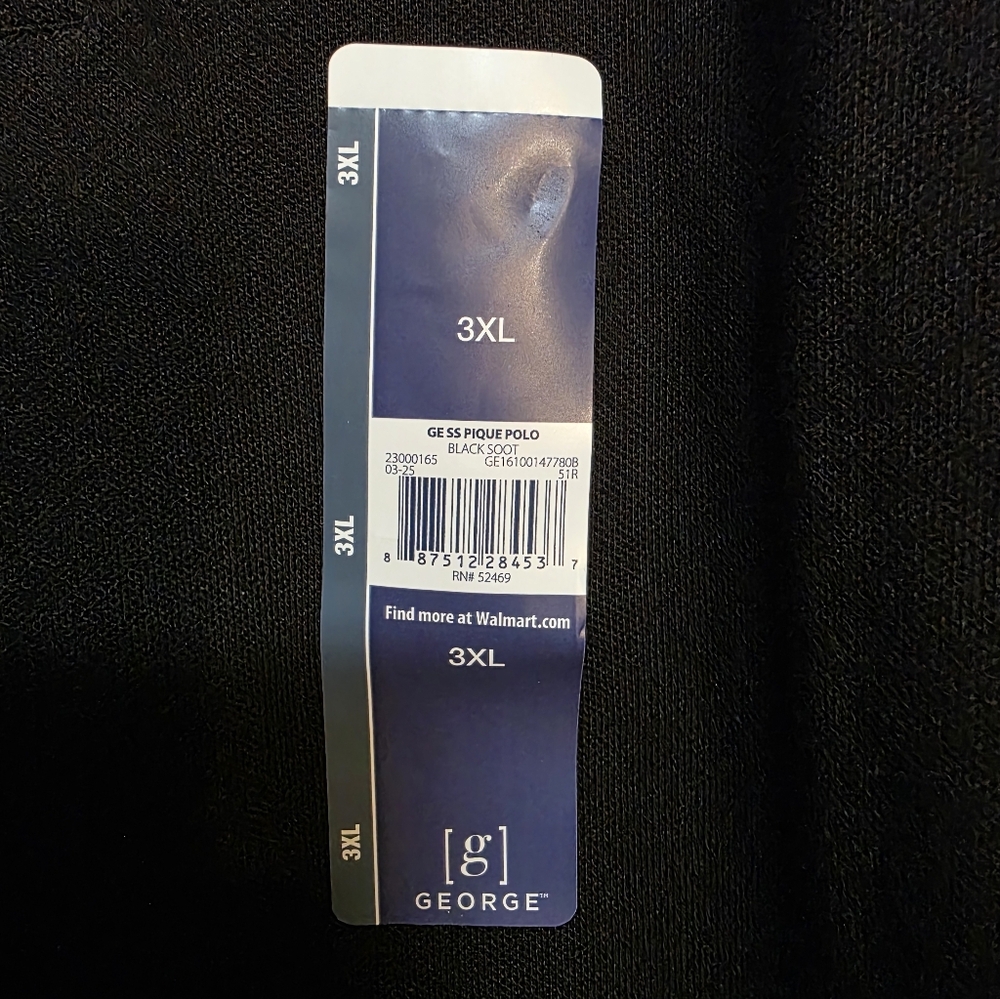 George Mens Classic Black Polo Shirt 3XL - Picture 2 of 4